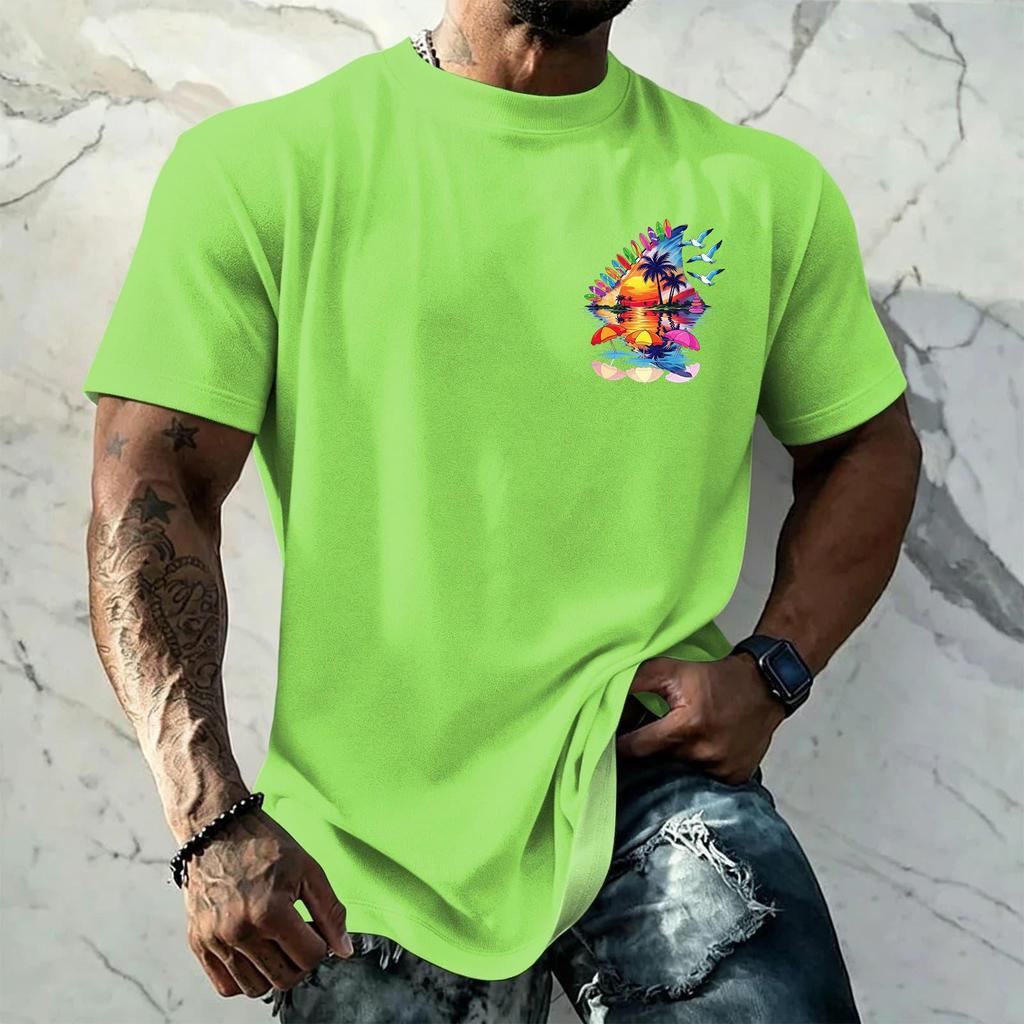 Men's Retro Hawaiian Texture Print Short Sleeve T Shirt Loose Fit Casual Summer Daily Wear Top Soft Fabric Breathable Design