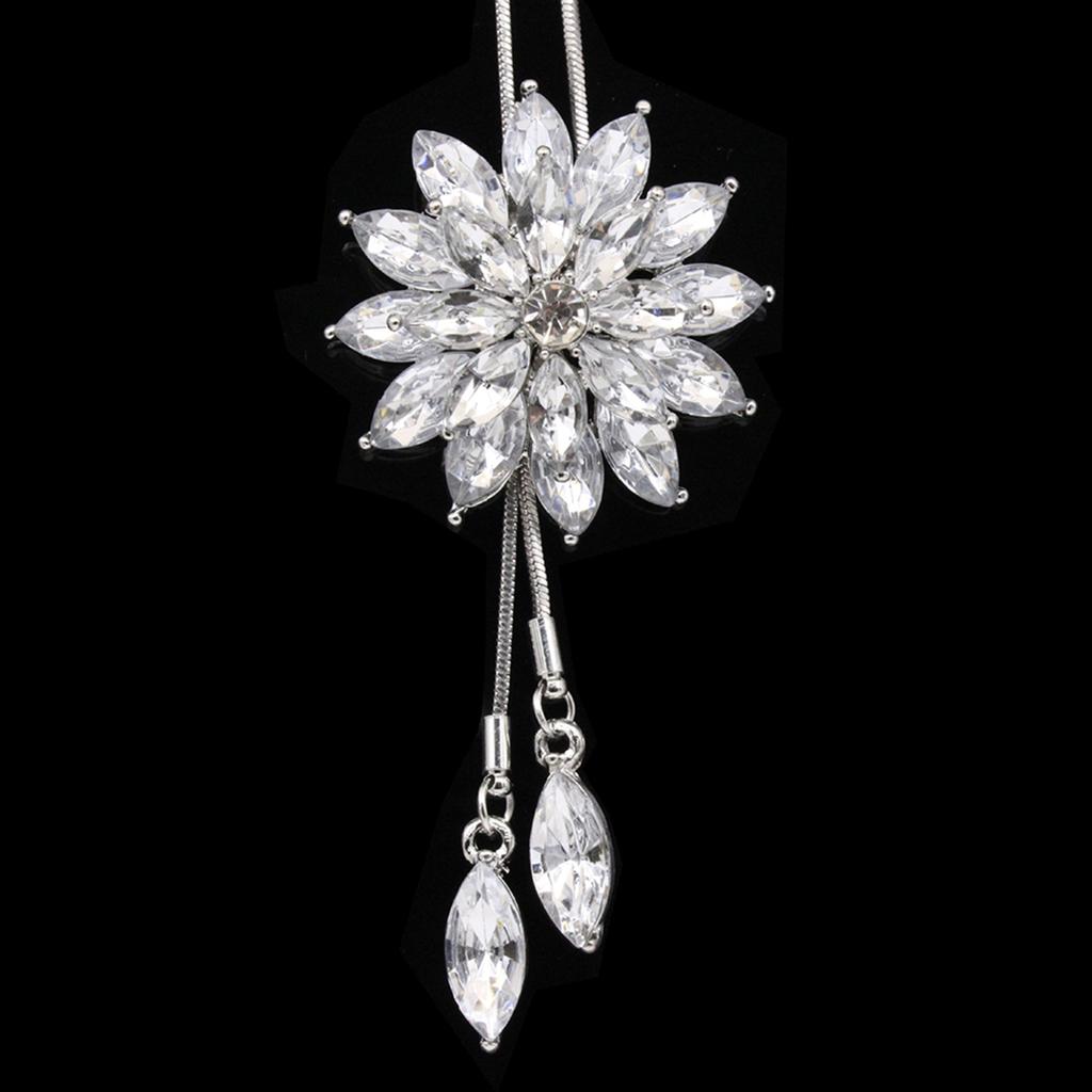 Dammode Rhinestone Snowflake hängsmycke lång kedja tröja halsband present