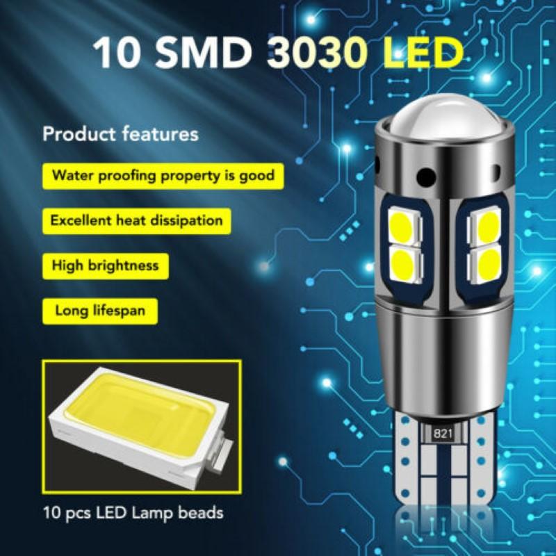 T10 501 W5w 3030 10smd billed feilfri Canbus side lyspærer hvit