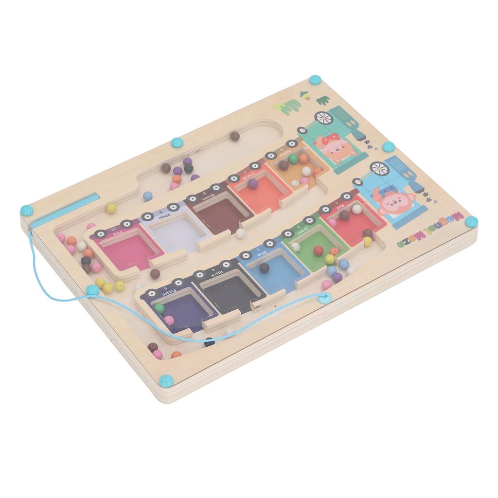 2 In 1 Double Sided Wooden Magnetic Color Sorting Maze Alphabet Learning Math Toys Counting