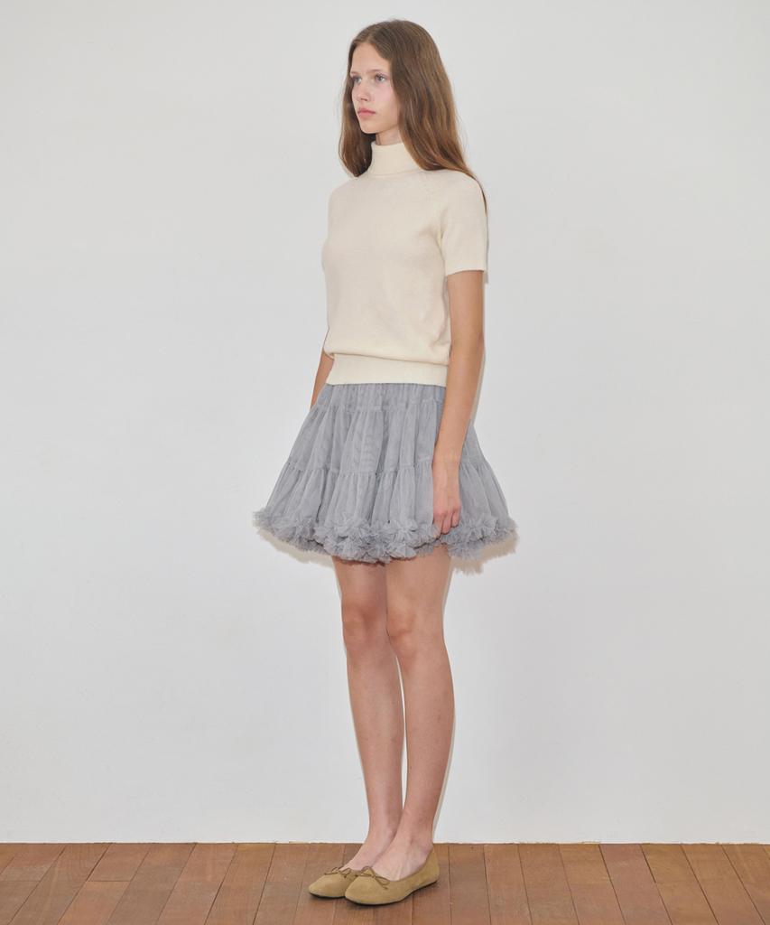 SINOON Rabbit Tie Half Sleeve Turtleneck Knit (Cream)