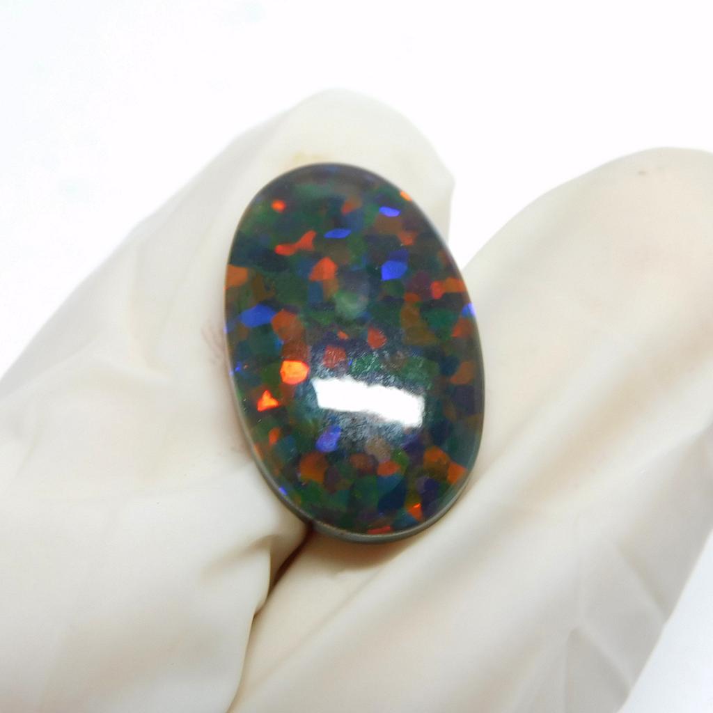 Lab-Created Opal Loose Gemstone 8.35 ct Doublet Oval Cut Multi Color for Jewelry Making and Crafts