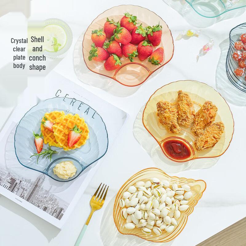 Kangxingda Plastic Transparent Snack Plates (Set of 5)