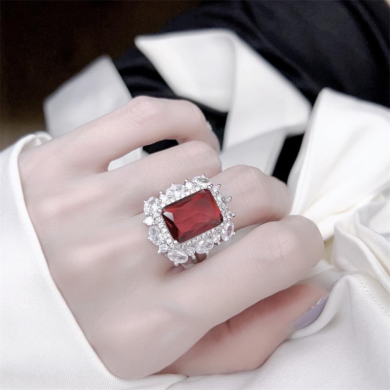 High-End European Ruby Jewelry Set: Earrings, Necklace & Collarbone Chain in Luxurious Pigeon Blood Red for Women
