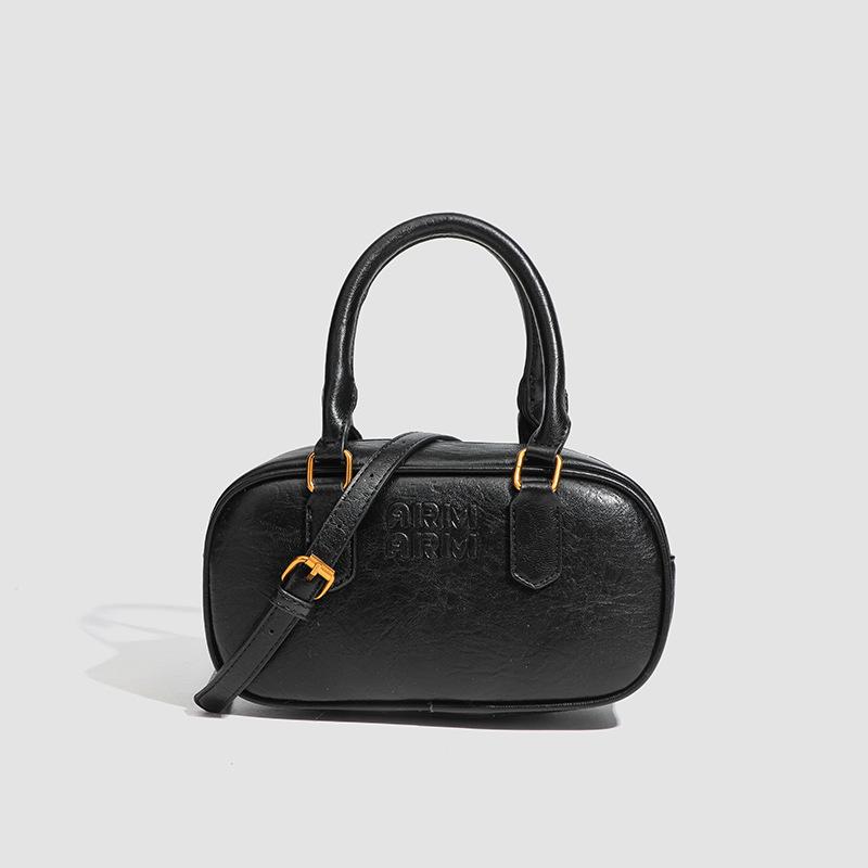 

Сумка-боулинг, нишевая сумка-подушка, новая маленькая сумочка, женская кожаная сумка через плечо, сумка-мессенджер, волосы чёрный