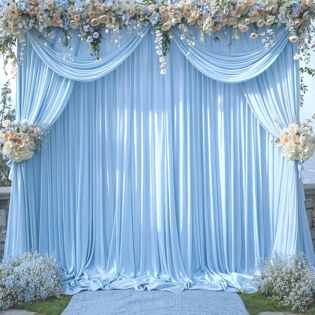 2 Panels Pink Backdrop Curtain for Wedding Polyester Photography Backdrop Drapes for Birthday Parties Stage Backdrop Stand