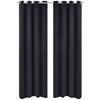 Blackout Curtain - vidaXL - 135x175 Cm - Black - 2 Pcs - Metal Eyelets