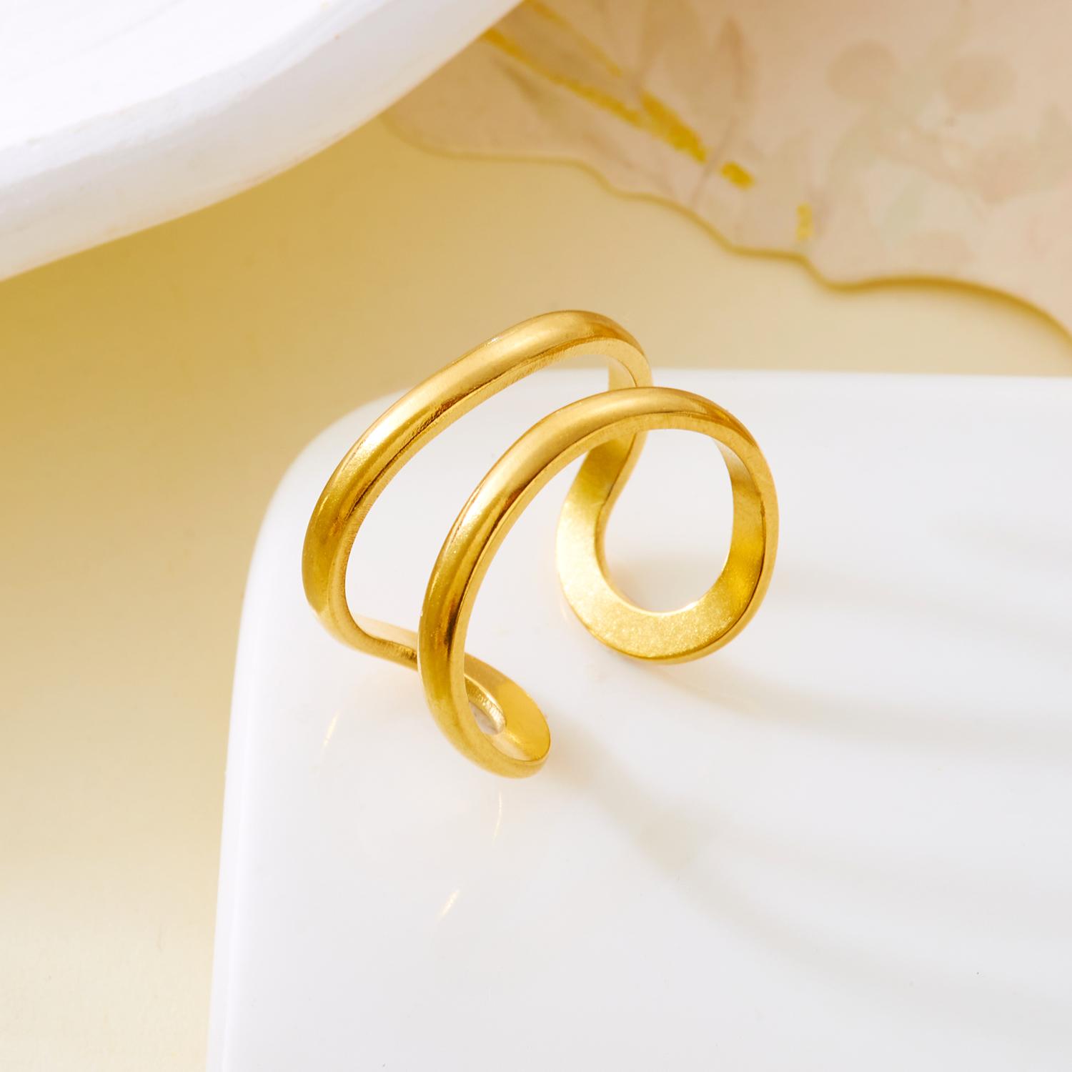 

Vintage Gold Color Starfish Shell Rings for Women Stainless Steel Ocean Series Flower Stars Whale Adjustable Finger Ring Zircon resizable