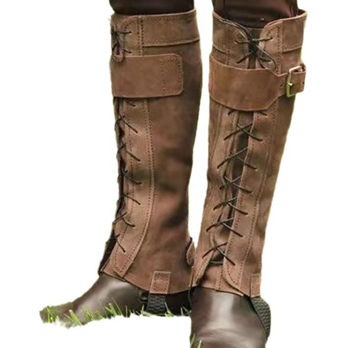 Medieval Renaissance Warrior Greaves Knee Pads Cosplay Shoe Covers