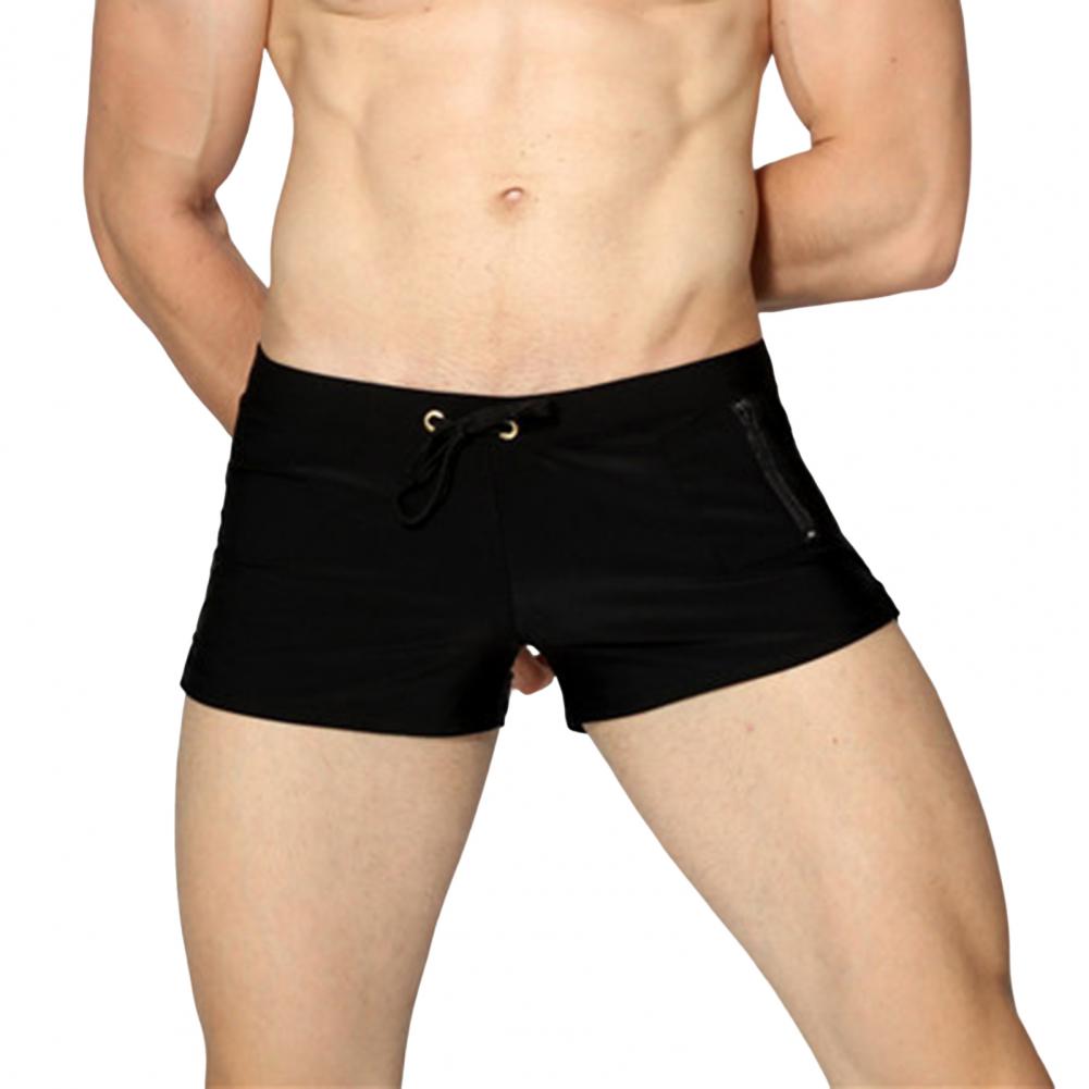 

Мужские шорты для плавания с эластичной резинкой на талии, с карманами-молниями, быстросохнущие, облегающие, однотонные, U-образные, с выгнутой средней талией, купальные боксеры Sur M чёрный