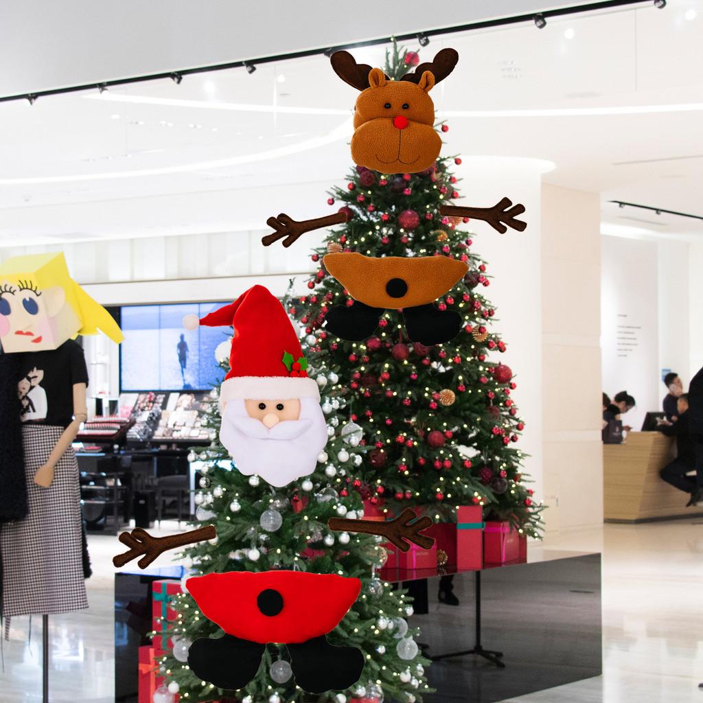 Tree Christmas Unique Topper Decor Featuring Santa Snowman And Reindeer Figurines Plush