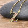 New Arrival Fashion Special Custom Design 26 Initial Letters Necklace Copper CZ Rainbow Pendant Best Family Name Jewelry Gift