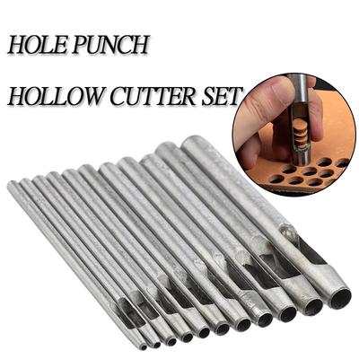 6 Stück Gemischte Größe Rundlochstanze Hohlschneider Set Los für Dichtung Gummi Lederhandwerk Gürtel Tasche Kleidung Hochharter Stahl