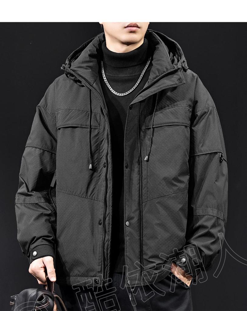 Men's Trendy Thickened Hooded Down Jacket, Winter 2025 Collection, Plus Size Workwear Outerwear
