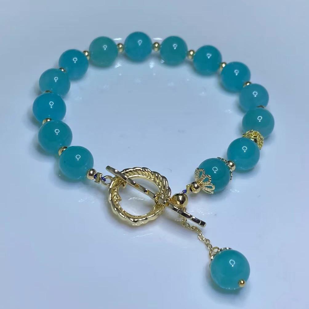 Natural crystal jewelry, old mineral Tianhe stone, round bead OT buckle, single circle bracelet fashion bracelet.