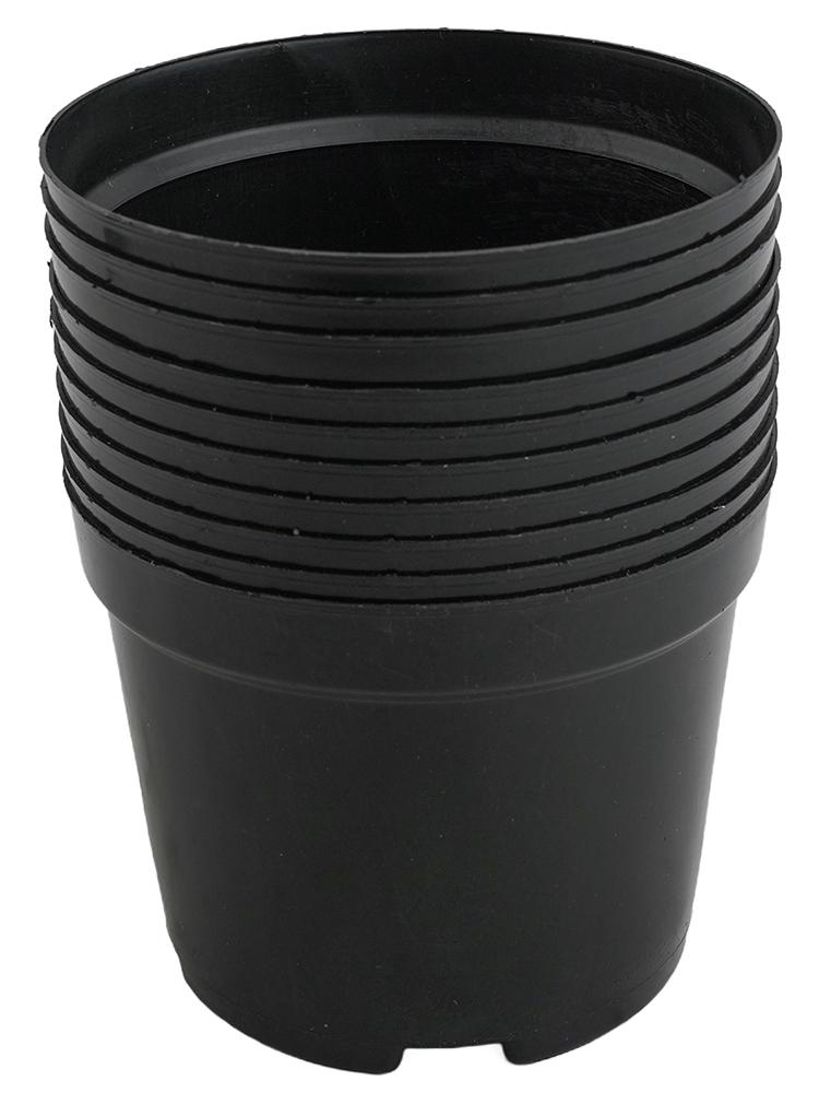 10PCS Set of Black Plastic Plant Pots for Indoor and Outdoor Use