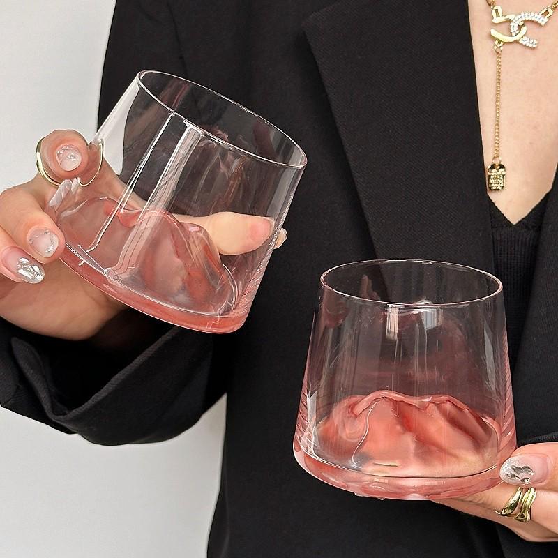 Ins Style Mt. Fuji Creative Pink Glass: Elegant Mountain Range Whiskey & Liquor Cup