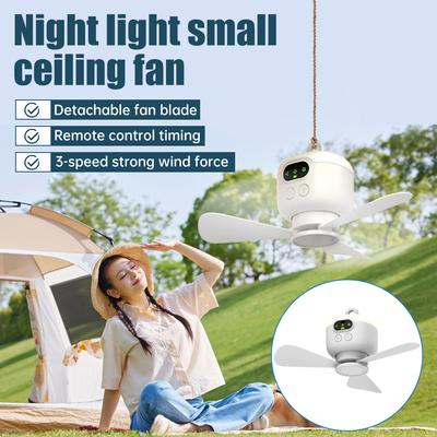 2025 New USB Rechargeable Large Wind Ceiling Fan Removable Blades Night Lamp Lighting 8000mAh Capacity Household Outdoor Fan