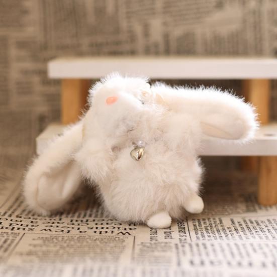 Doll Pendant Keychain Cartoon Rabbit Plush Keyring with Heart Necklace Car Key Holder Pendant Backpack Accessories