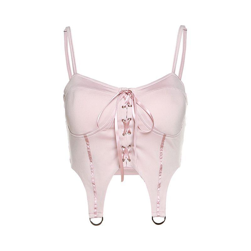 

Weird Puss Girlish Style Pink Camisole Pink S