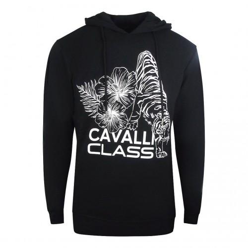 Cavalli Class Mens Floral Logo Hoodie