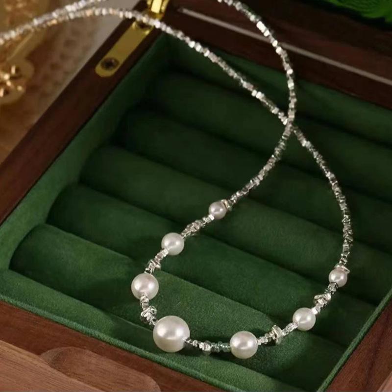S925 Sterling Silver Thorned Crown Pearl Necklace - Women's Luxury Clavicle Chain Jewelry
