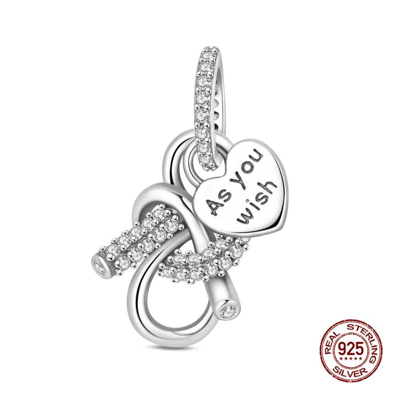 New 925 Silver Eternal Love Charms Pendant Fit Exquisite Women Bracelet Lucky Four-Leaf Clover Spacer Beads DIY Jewelry Gift