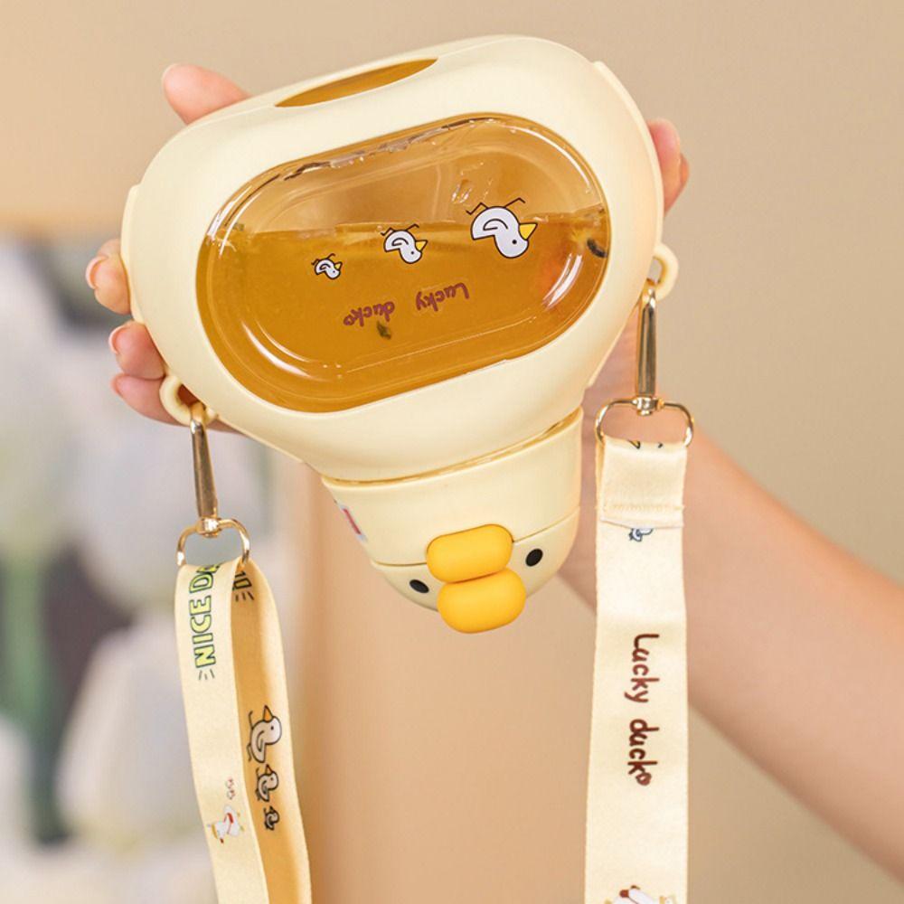 Duck Shape Cute Duck Bottle with Straw Large-Capacity Big Belly Cup Big Belly Water Bottle  Cycling