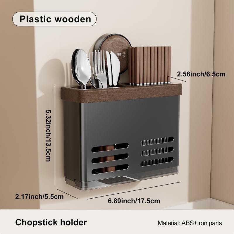 Wall-mounted chopstick holder, kitchen storage box, hanging chopstick basket, chopstick holder, vintage style, metal чёрный