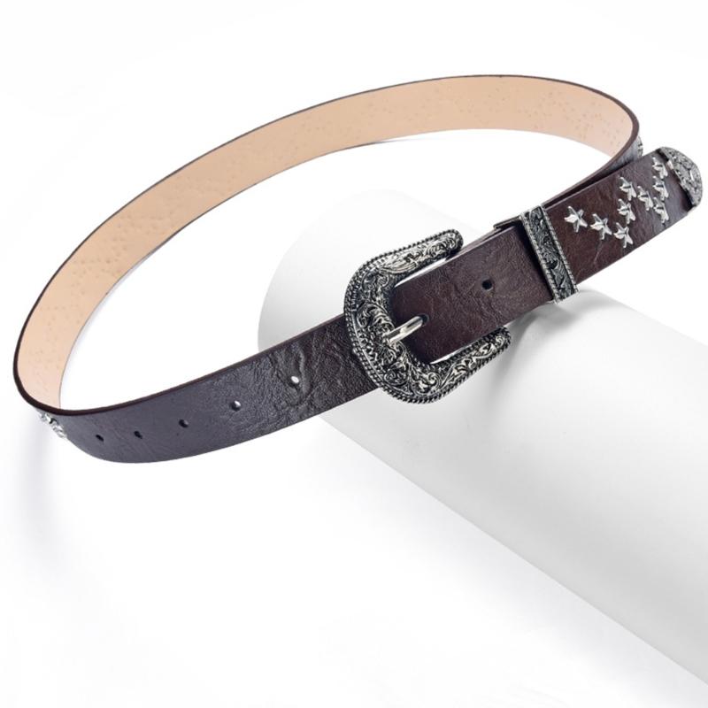 Elegant PU Belt With Star Embellishments Trendy Soft Belt With Adjustable Accessory for Dress or Jeans