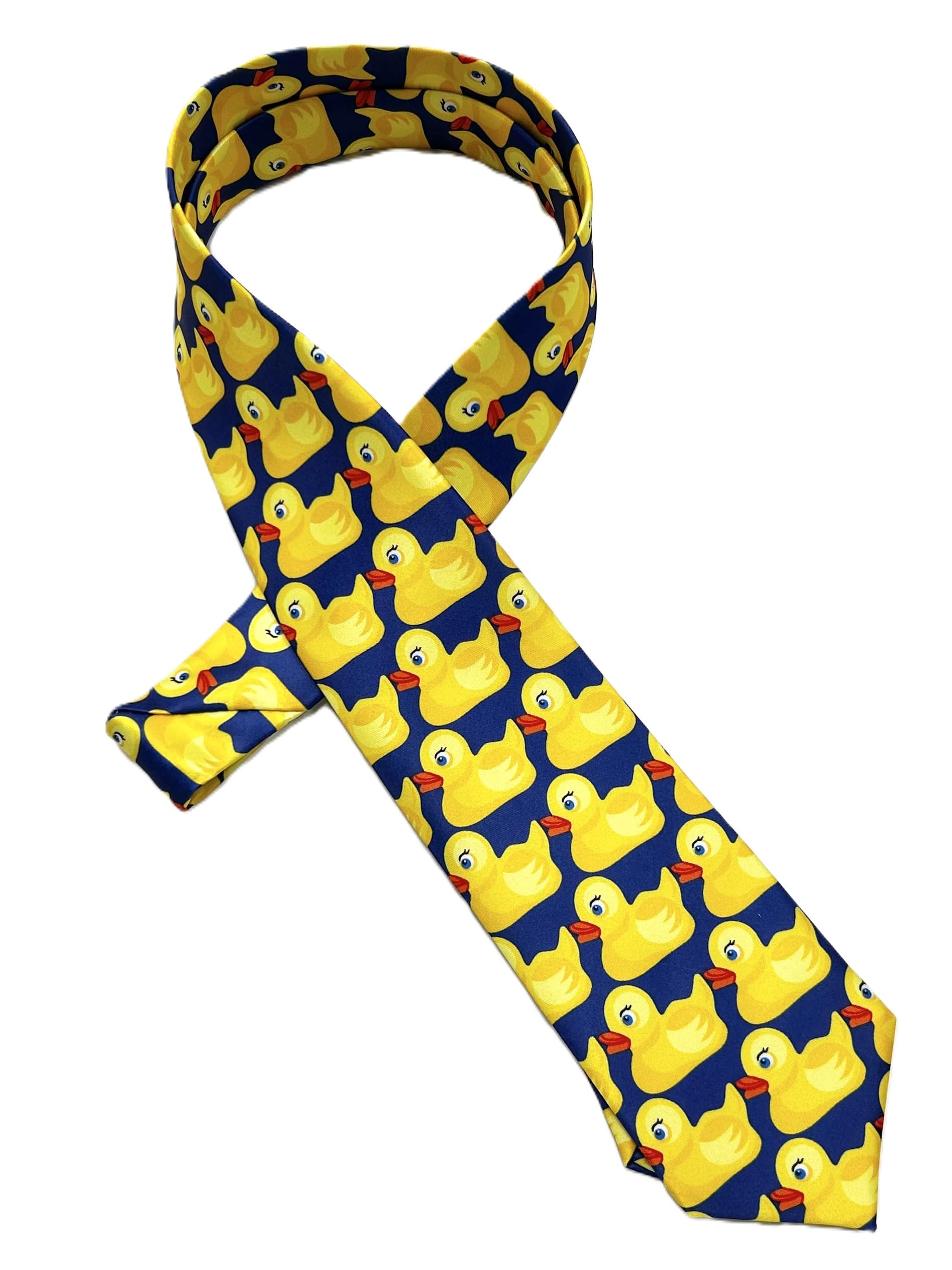 

[HANG OVER] Rubber Duck Print Tie, Ducky Tie, Funny Tie, Party Tie, Cute Duck Pattern, Navy Blue tie2602-11