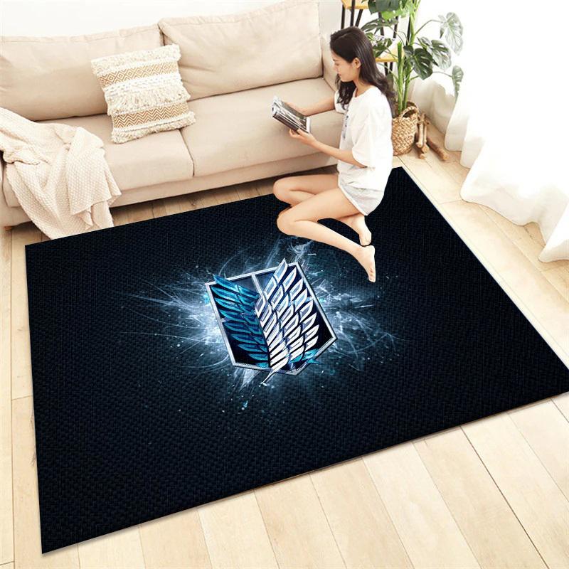 Alfombra Estampada Ataque a los Titanes Sala de Estar Decoración del Hogar Alfombrilla para Sofá Mesa Cojín Antideslizante para Silla Esterilla de Descanso Picnic Camping Ar
