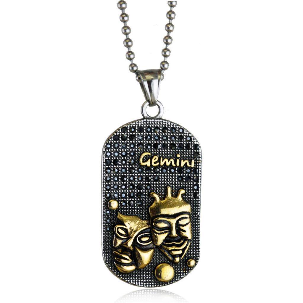 Hip Hop Mode Anhänger Punk Zwölf Sternzeichen Titanstahl Anhänger Halskette Trendy Retro Persönlichkeit Anhänger