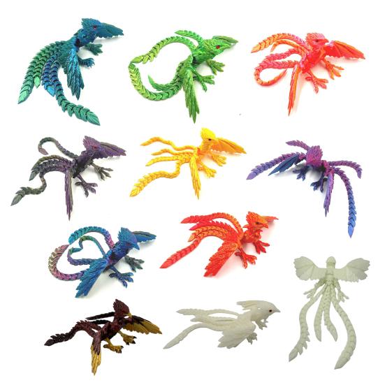 3D Printed Phoenix Ornament Articulated Phoenix Fidget Toy Flexible Phoenix Bird Toy Animal Centerpiece for Stress Relief Desk Display