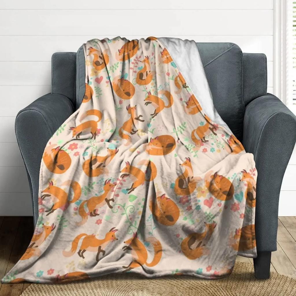 Orange Fox Soft Throw Blanket All Size Lightweight Flannel Blanket for Couch Bed Sofa Travel for Teen Adults Animal Blanket,gift