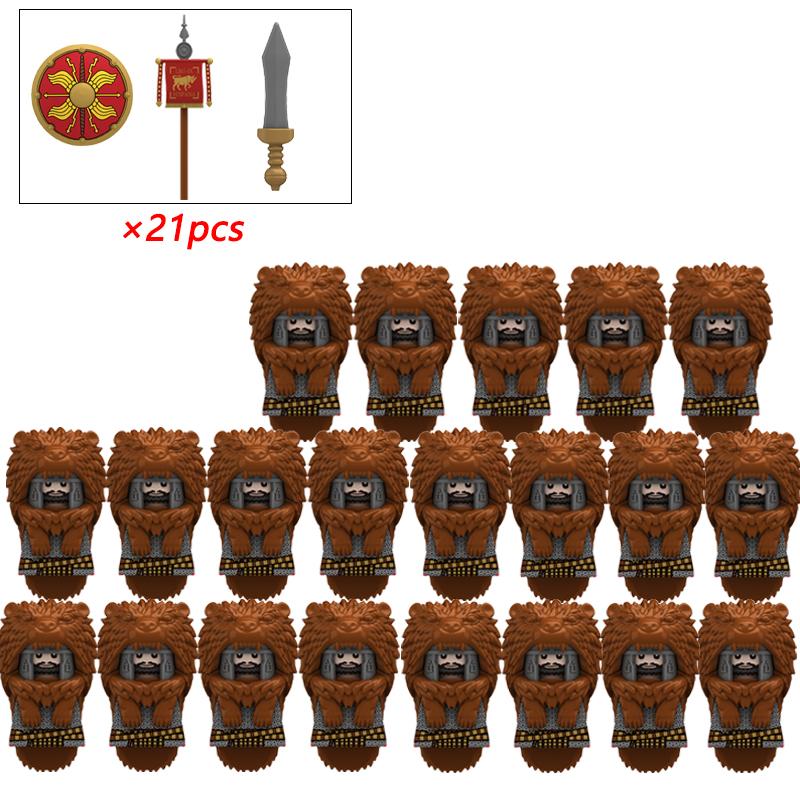 11/21pcs N818-821 Rome Medieval Knights Templar Crusade Spartan Warriors Infantry Cavalry Figures Building Blocks Kids Toys