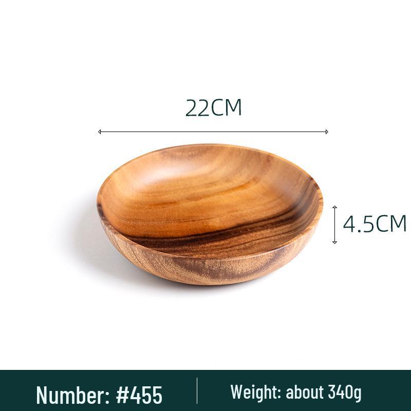 Acacia Wood Round Fruit Bowl: Japanese Tray for Snacks, Dried Fruits, or Desserts