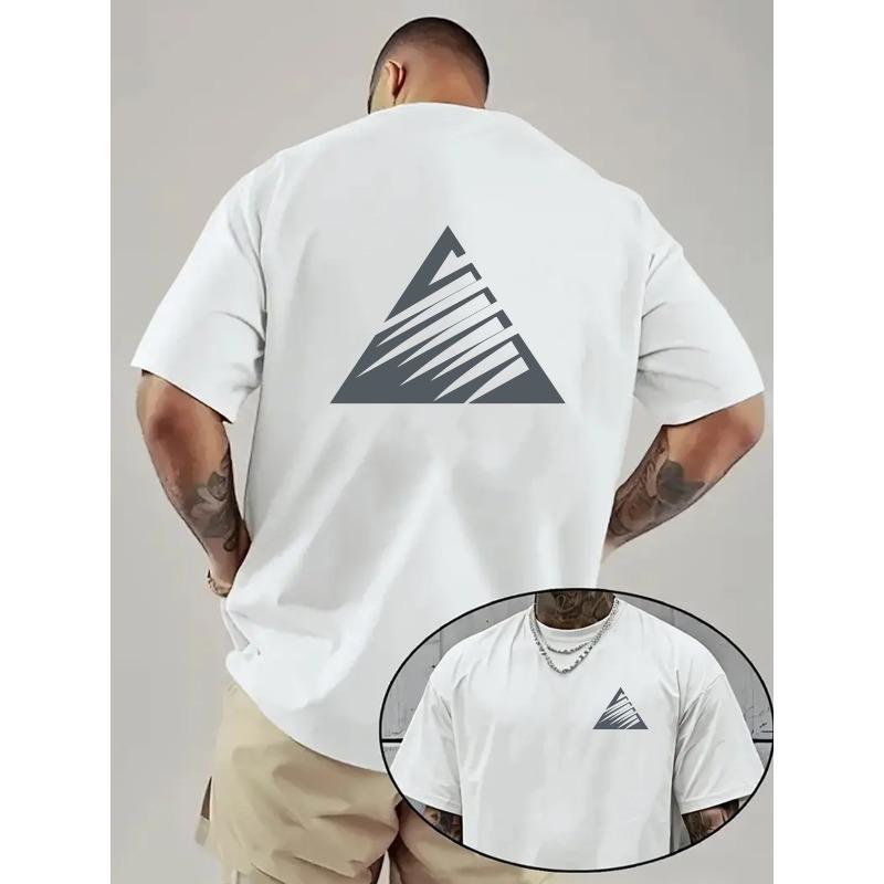European Size Men'S Drop-Shoulder T-Shirt, Mountain Peak And Mountaineering Double-Sided Pattern Men'S Loose-Fit T-Shirt, New Trendy