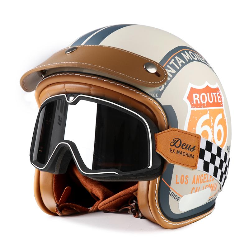 Retro helmet, four season cruising motorcycle, half helmet, men's and women's bubble mirror, electric bike safety helmet