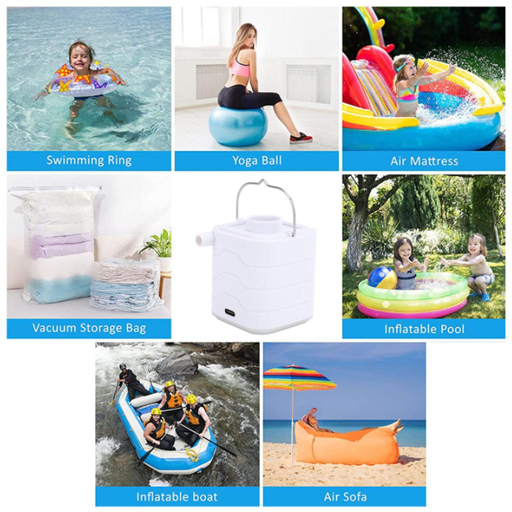 Mini Portable Air Pump for Inflatables Toys Pool Floats Travel Camping Rechargeable Air Mattress Inflator with Light