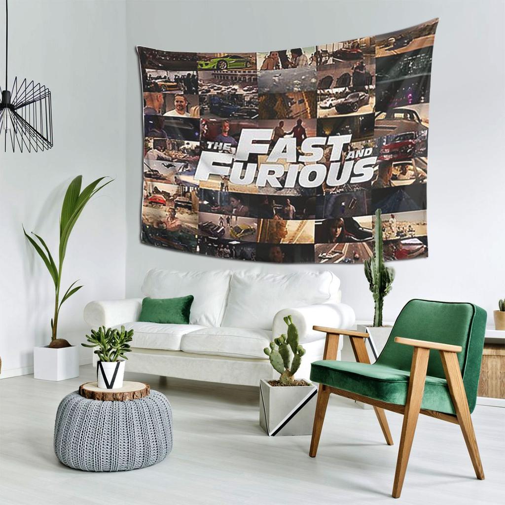 Fast And Furious Legends Tribute Tapestry Decoration Art Aesthetic Tapestries  Living Room Bedroom Home Wall Cloth Wall Hanging