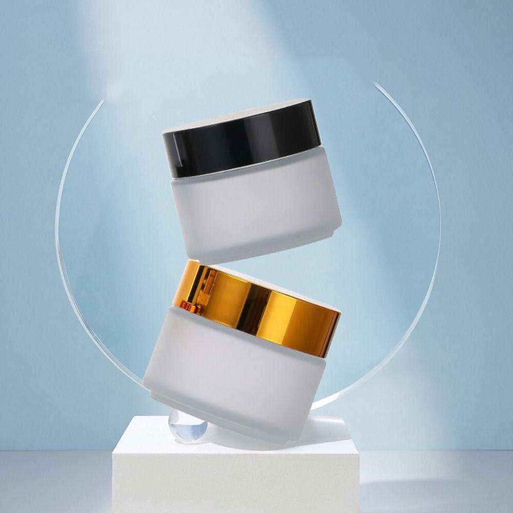 Silver/Gold/Black/White Frosted Glass Cream Jar Empty Makeup Jar  Refillable Bottles