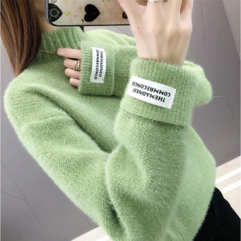 

Women s Half High Neck Sweater Knitted Base Sweater Autumn and Winter Loose Korean Version Student Thick Sweater 3XL