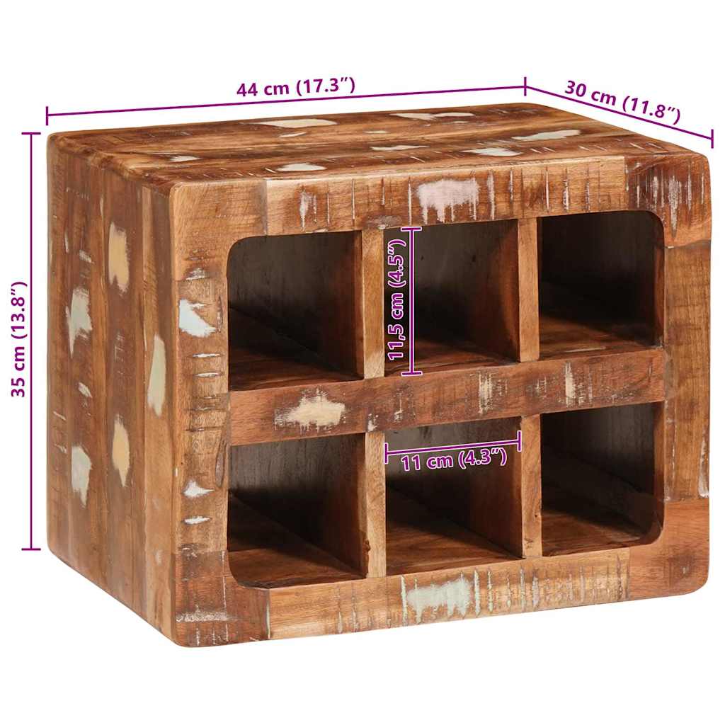 Wine Rack Brown 44 X 30 X 35 Cm Solid Upcycled Wood