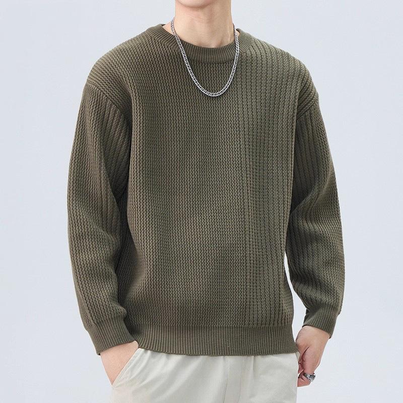 Men's Warm Fashionable Big Size Heavy Sweater Soft High Quality Fabric Round Neck Sweater Loose Casual Sports Long-sleeved Knit Shirt