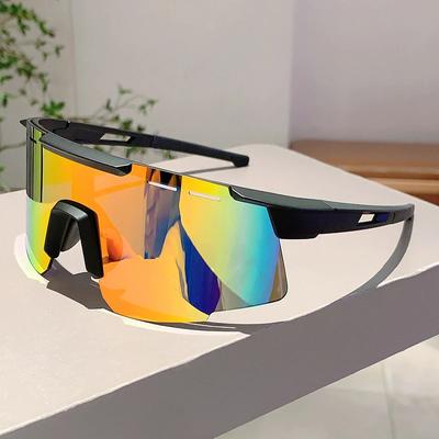 Randlose Spiegel-Sportbrille Herren Neu Punk Umwickelt Rund Outdoor Radfahren Shades Trendy Futuristisch Anti-UV Sonnenbrille