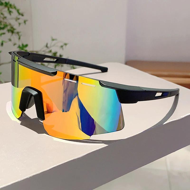 Rimless Mirror Sports Goggle Men New Punk Wrapped Round Outdoor Cycling Shades Trendy Futuristic Anti-UV Sun Glasses