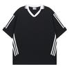 American Striped Loose Casual Short-sleeved T-shirt Couple Summer Trend V-neck Simple Red Men's and Women's Sports Top