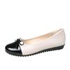 Loafers Shoes Women's Light Mouth Color blocked Korean Edition 2025 New Round Head Flat Bottom Bow Single Shoe