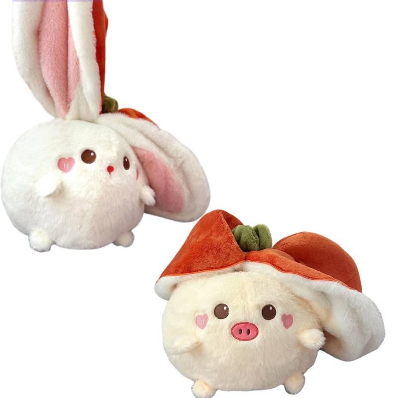 Shapeshifting Rabbit Fruit Plush Toy Stuffed Action  Dolls Pig Throw Pillow